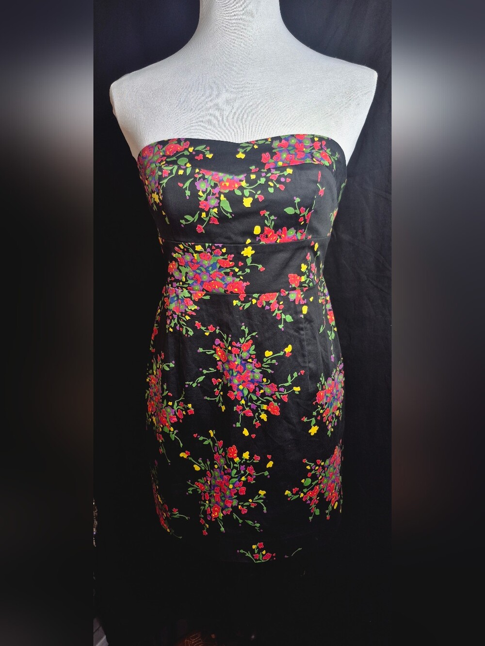 Free People "Poison Apple" - Black Strapless Floral Mini Dress